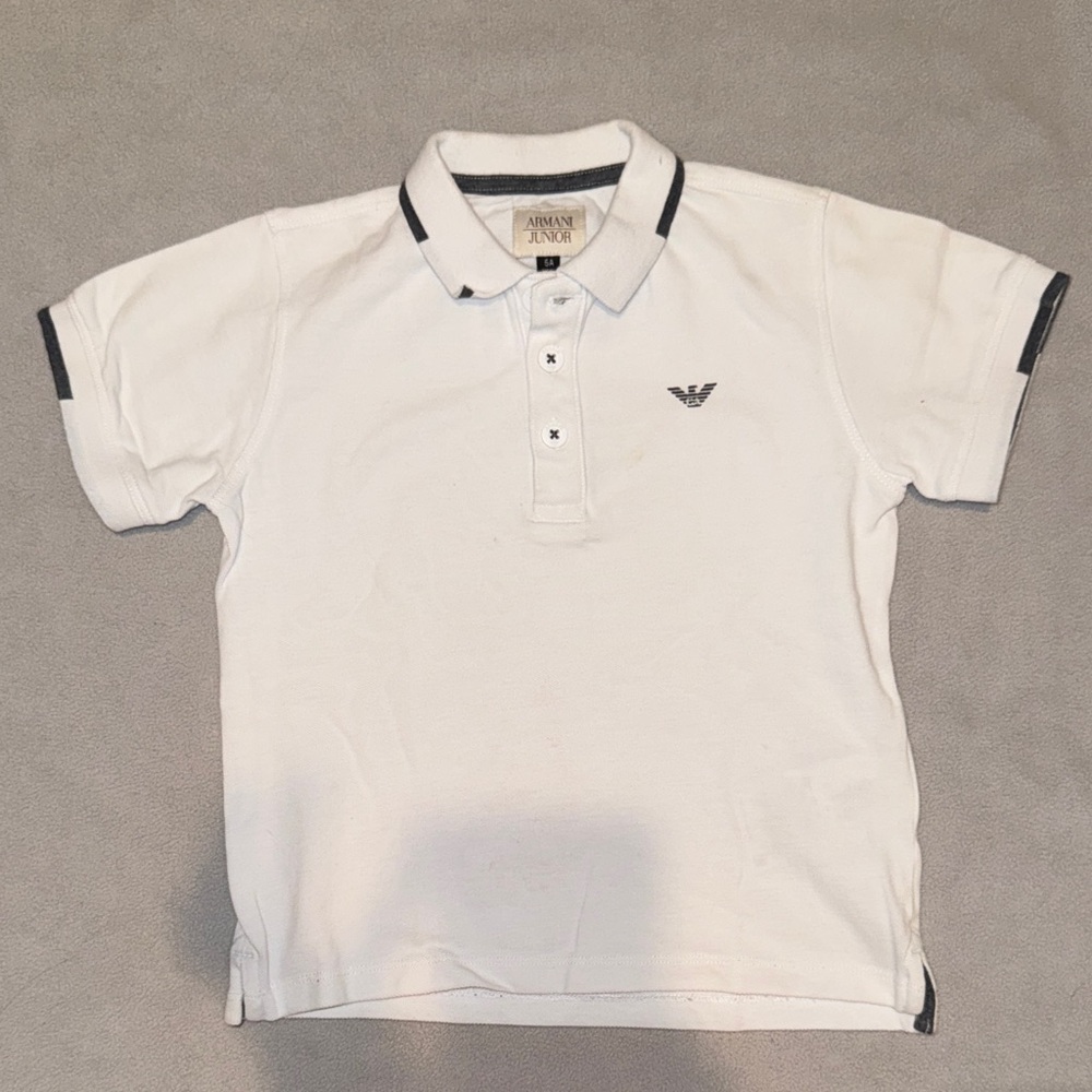 Giorgio Armani White Polo with Black Accents